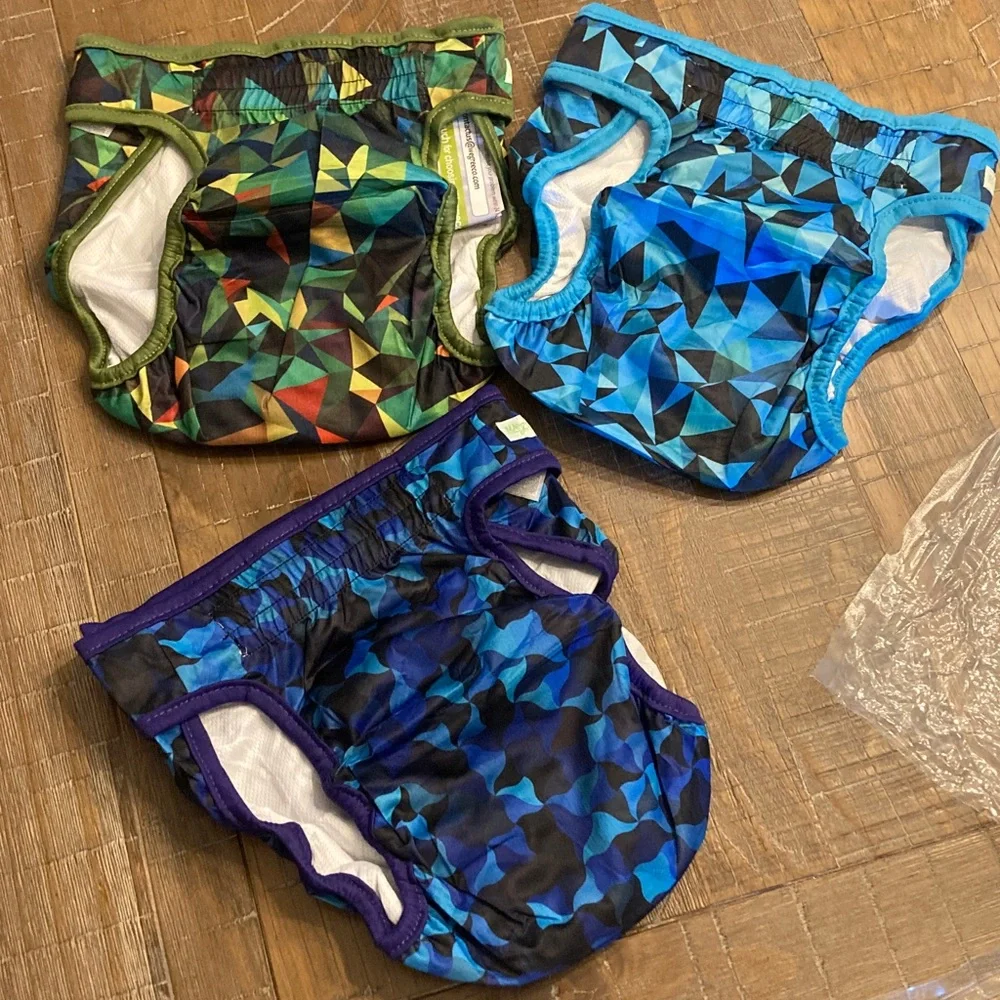 Colorful Geometric XL Dog Diapers (male) washable and adjustable NWT set of 3